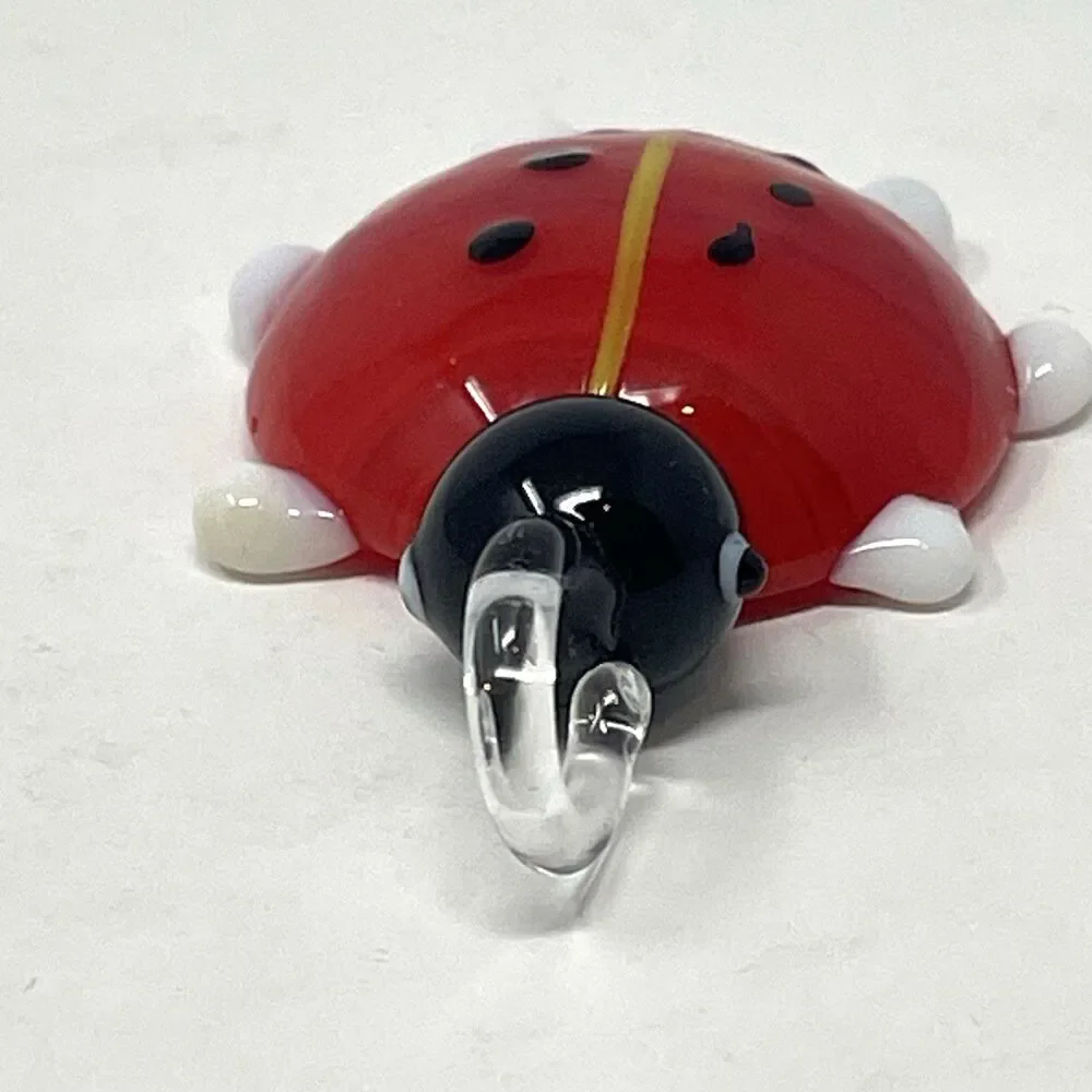 Art Glass Murano Ladybug Necklace Pendant‎ Good Luck Red Black Lady Bug Charm
